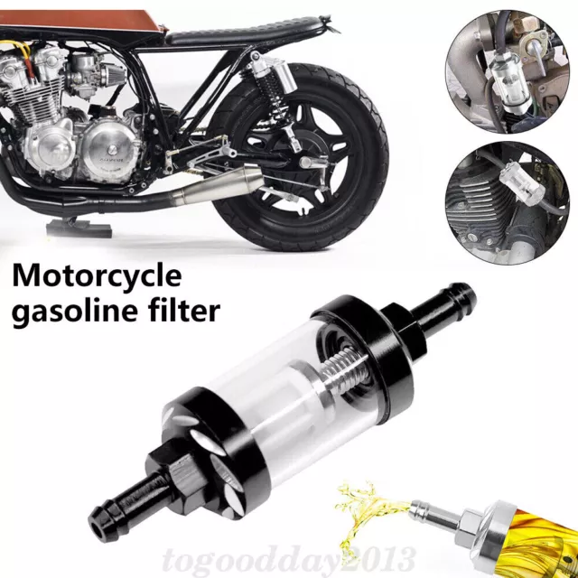 Universal Benzinfilter Motorrad 8mm Metall Glas Filter Kraftstofffilter Benzin