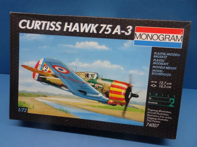 1/72 MONOGRAM (1991) : WW II Fighter Curtiss HAWK 75 A-3( 2 Decal Optionen)