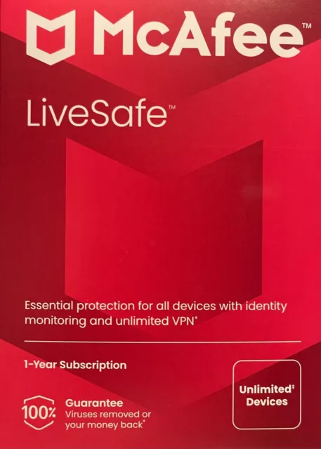 McAfee LiveSafe 2024 for Unlimited Devices / 1 Year (Key Card)