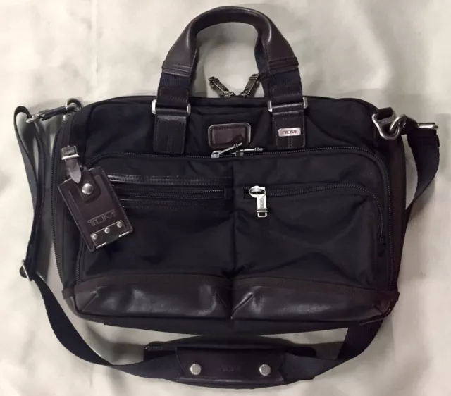 TUMI Alpha Bravo Andersen Slim Commuter Brief - Black / Brown - Style: 222640HK2