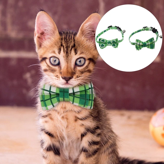 2pcs Pet Dogs Halsbänder mit Bowtie Bell St. Patrick's Day Haustierkostüm