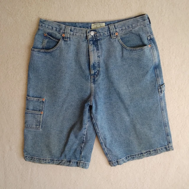 Vintage Guess Jean Shorts Mens 38 (36x13.5) Light Blue Carpenter Green Triangle