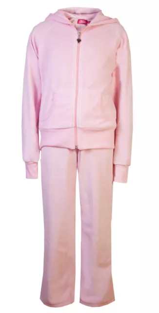 Childrens Velour Tracksuit Girls Hoodie & Joggers Full Set Bany Pink Age 5-6