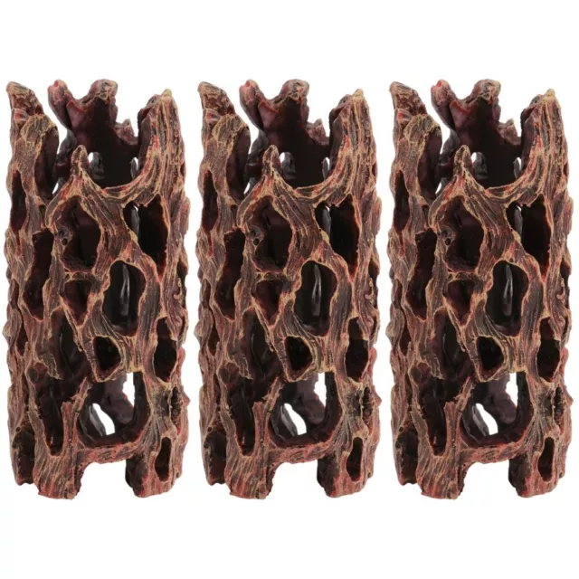 3 PC Resin Fish Shrimp Shelter Aquarium Driftwood Tree Cave