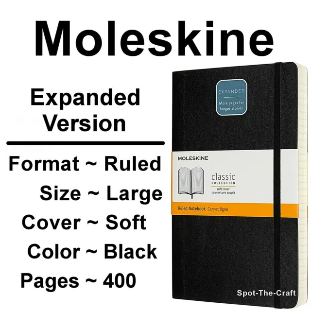 Moleskine Notebook Classic Black Large Ruled Soft Cover Expanded 400 Pages