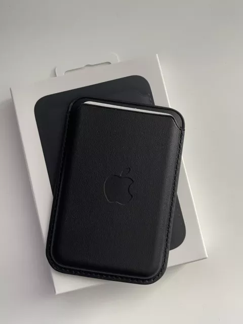 APPLE LEATHER WALLET W/ MAGSAFE ACCESSORY FOR IPHONE 15 14 13 12 -1ST GEN- Black