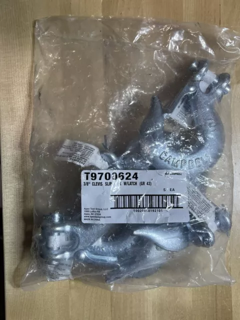 Qty 10Campbell 3/8" Clevis Slip Hook w/ Latch Grade 43 5400lb (T9700624) NEW