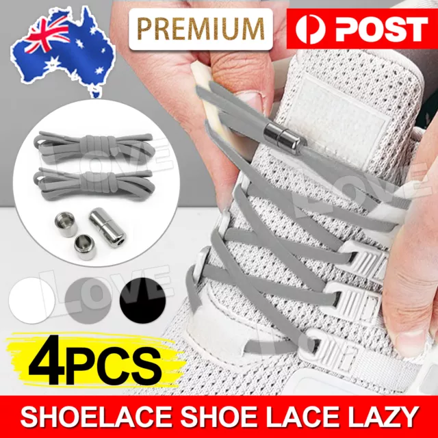 Flat No Tie Shoe Laces Lock Elastic Shoelaces Lazy Laces Sneakers Kids Adults