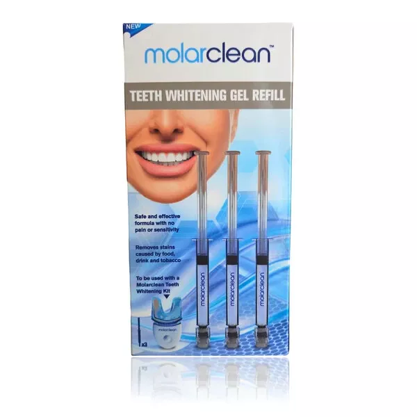 3 x Molarclean Teeth Whitening Gel Refill 3ml SYRINGE only BRAND NEW &SEALED BOX