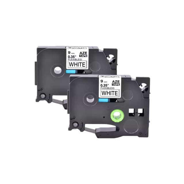 2PK Compatible Brother TZ-FX221 TZe-FX221 Black on White Flexible Label Tape 9mm