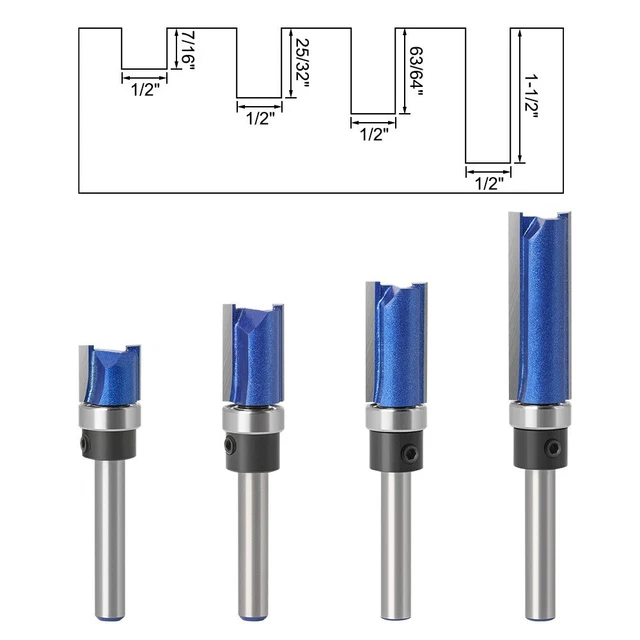 Legno Router Punte 4pcs / Set 6.35mm Codolo 6mm Cementato Carburo di Qualità