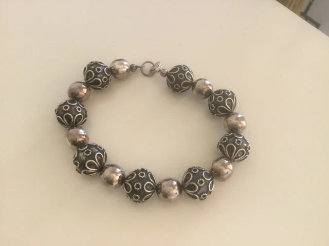 Bracelet Ancien En Argent Massif 925 - Chaîne Longue - Occasion - Origine France