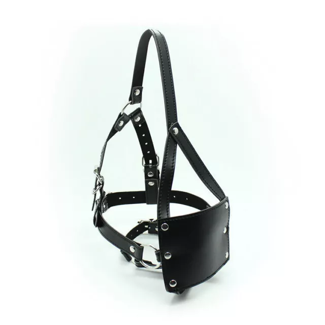 Head-Harness-Muzzle-Bondage-Red-Plastics-Mouth-Gag-Restraint-Hood-Face-Cover-SM 3