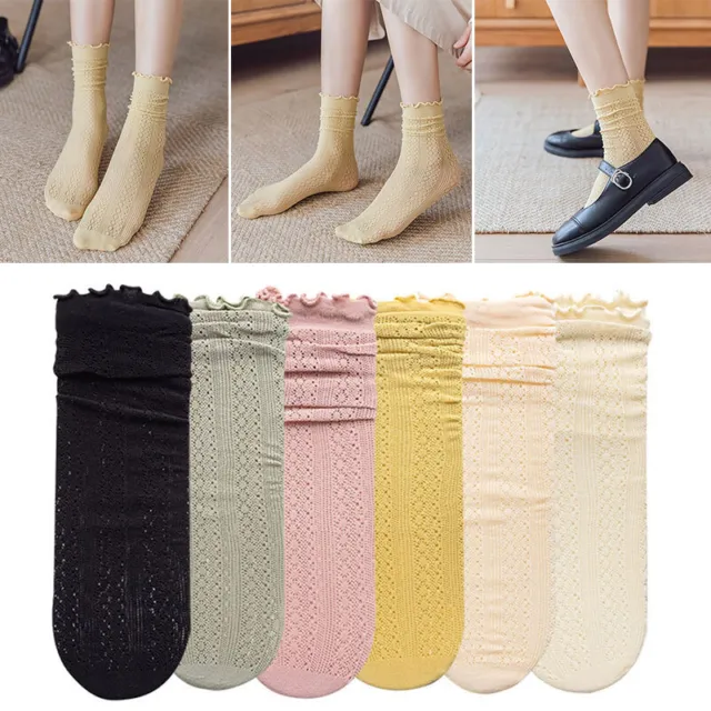 Women Sock Long Sock Mesh Thin Ankle Slippers Socks Solid Color Fashion
