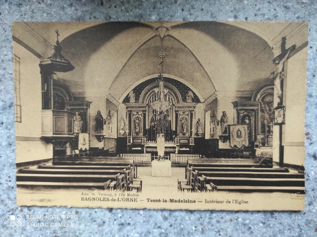 Cpa Bagnoles De L'orne Tessela La Madeleine Interior Of The Church