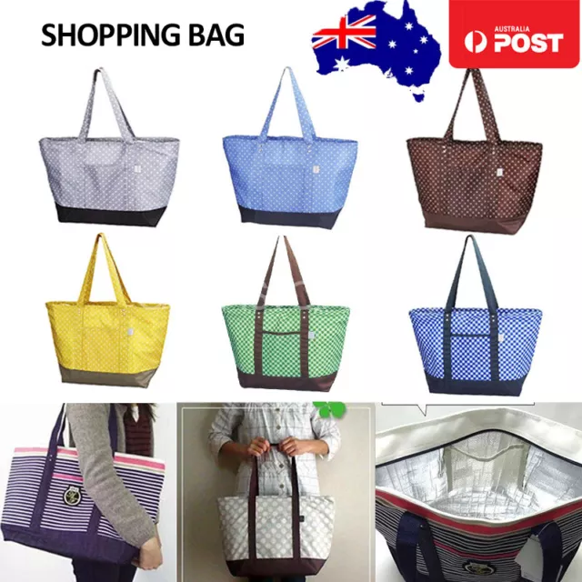 Large Insulated Cooler Bag Reusable Shopping Bag Shoulder Tote Picnic Camping AU