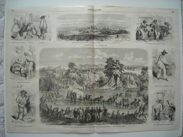 Gravure 1864. Expe Mexique. Ville De San Juan Del Rio. Pelado Et Peladita. Aguad