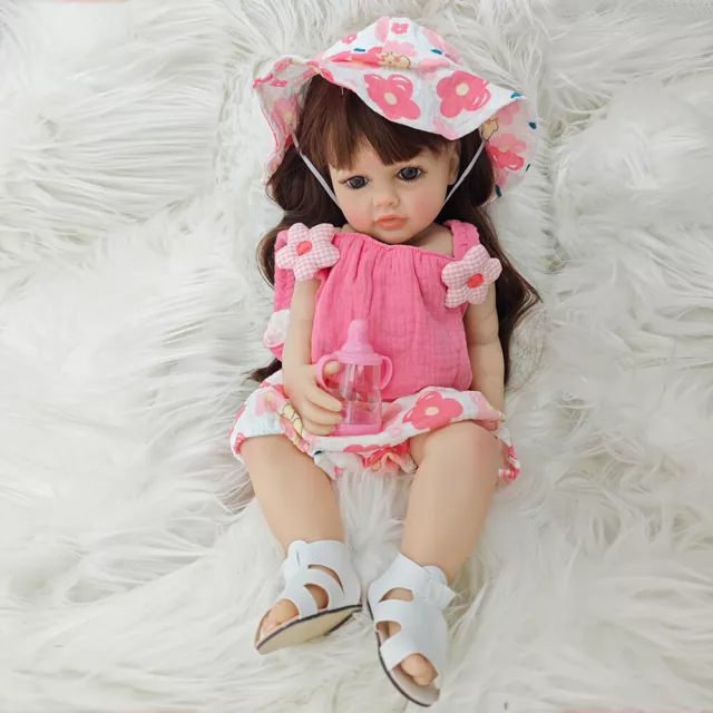 22inch Handmade Full Body Vinyl Reborn Baby Doll Girl Toddler Realistic Gift