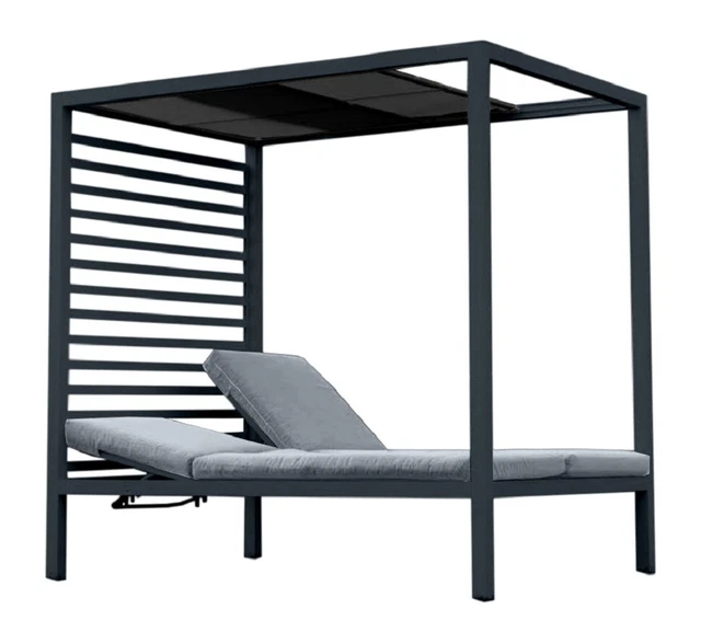 Liegepavillion Gartenpavillon Gartenzelt Aluminium BACCARO anthrazit Pergola