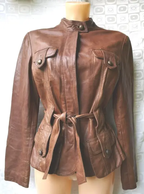 VINTAGE 1920s 1930s 1940s STYLE AVIATOR TAN LEATHER JACKET 10 12 S M