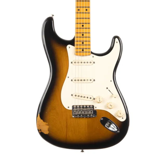 Utilisé Fender Eric Johnson STRATOCASTER Deux Couleurs Sunburst