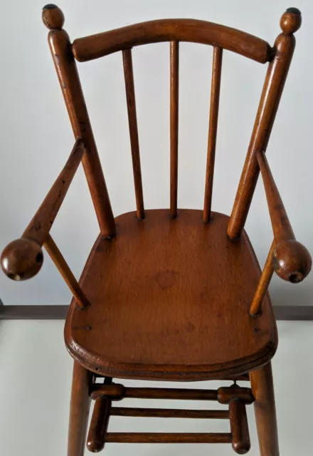 Ancienne Belle Chaise Haute en Bois pour poupée / Époque 1900' 3