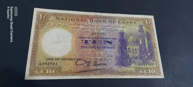 Egypt Rare OLD Egyptian 10 POUND Rare signature of NIXON 1940