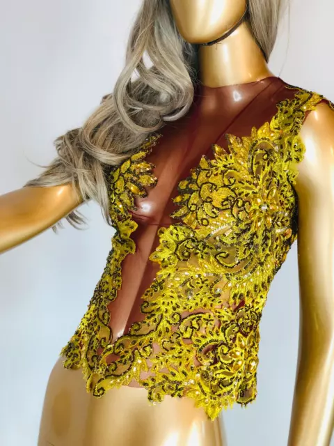Designer's Kebaya Indonesia Handmade Parisien Lace Intricate Detail Gold Wine Re