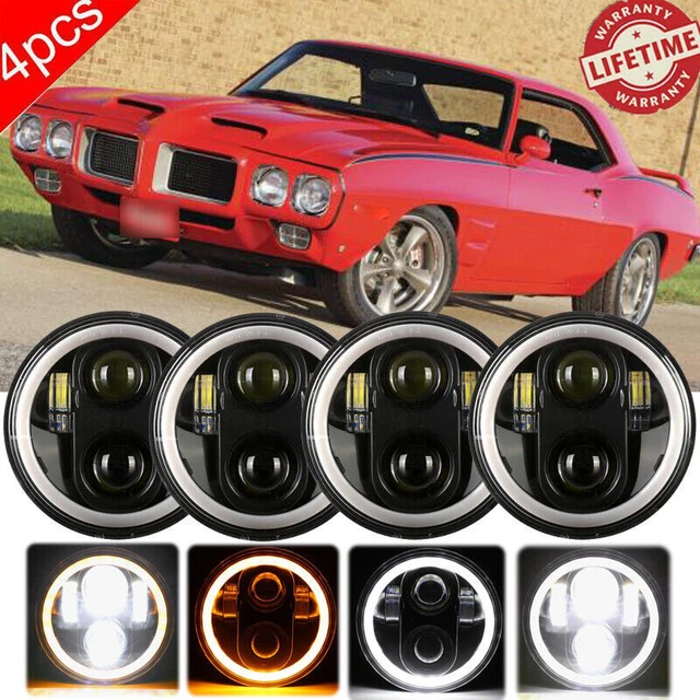 4pc 5 3/4 5.75 INCH Round LED Headlights  HI/LO DRL Turn Signal Projector H4