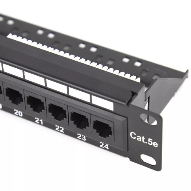 Panel de conexión Cat5e 24 puertos RJ45 19 pulgadas montaje en rack 1U y barra de administración de cables