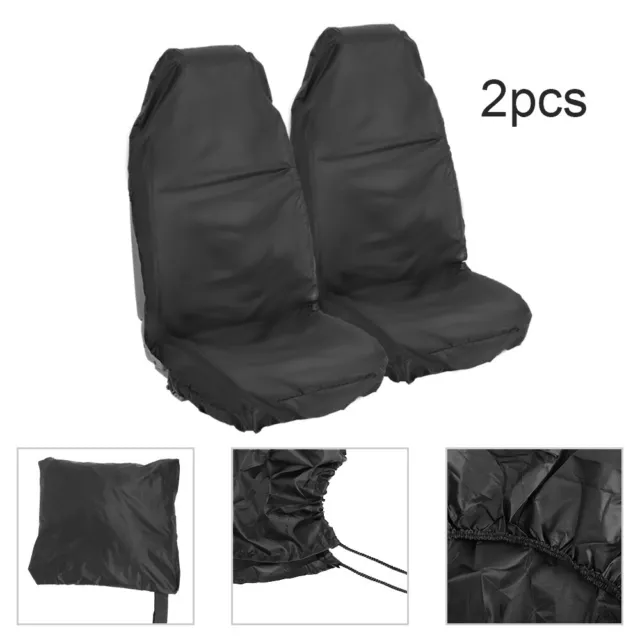 2X Front Car Van Seat Covers Waterproof Protectors Black Heavy Duty Universal