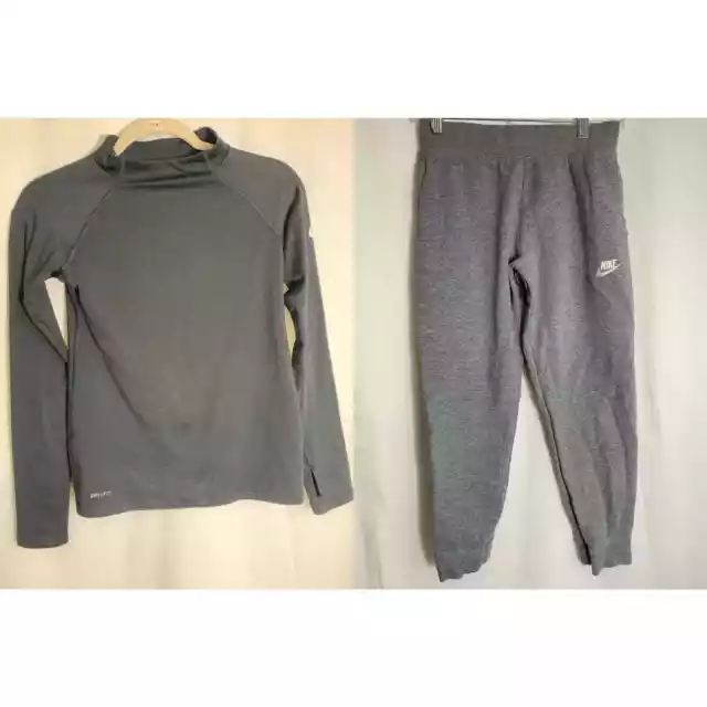 Boys Nike Gray Joggers and Black Long Sleeve Shirt Set Sz Youth L