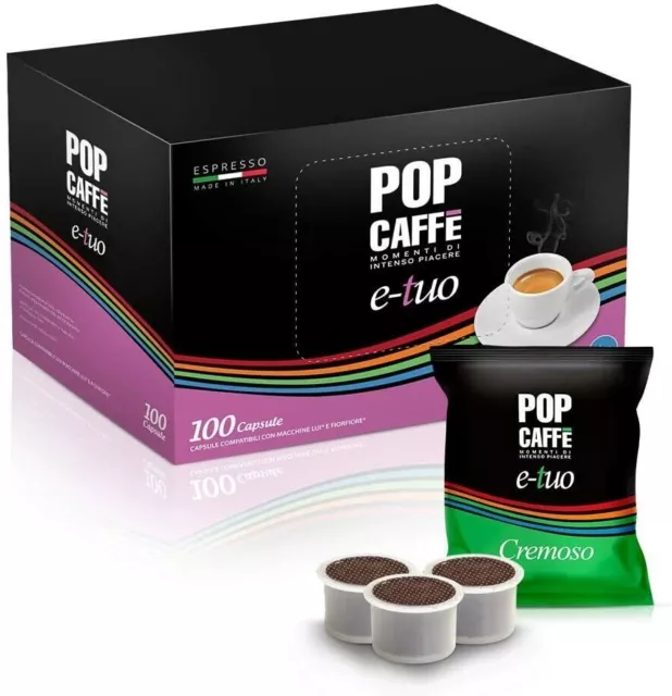 100 Capsules Pop Caffè Mélange 2 Et Votre Crémeux Fior Fleur Coop Mitaca Marteau