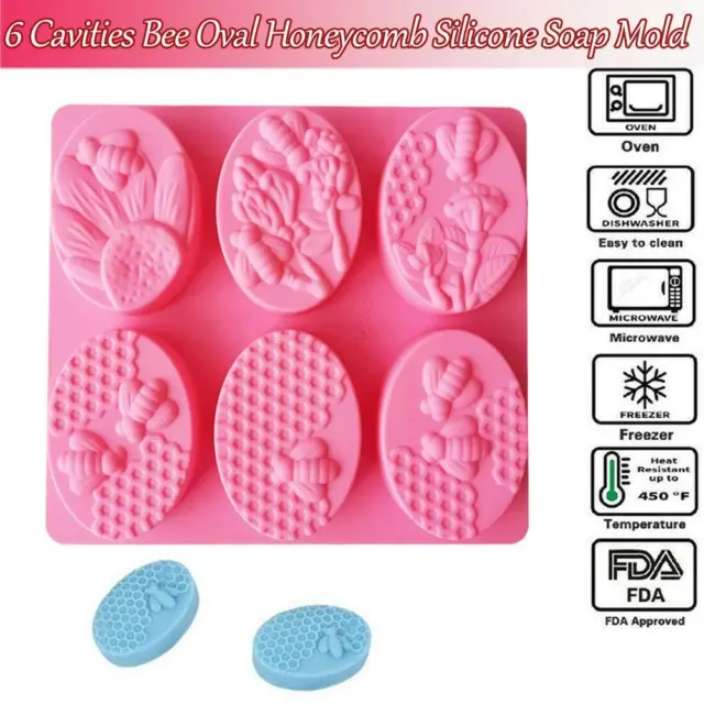Handmade Silicone Mold for Honeycomb Cake Soap and Wax Art in 3D Bee Oval Hot I5