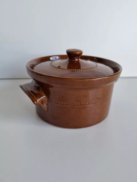 Vintage Pearsons Of Chesterfield Made in England Brown Glazed Casserole Dish