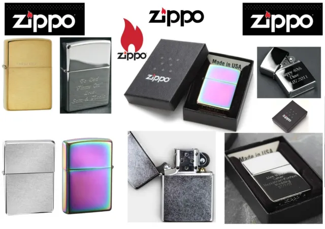 Genuine Zippo Lighters Personalised With Free Engraving Boxed Christmas Gift New