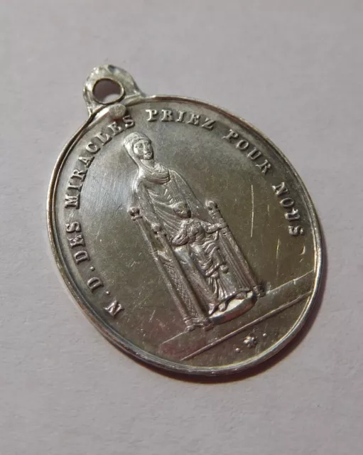 Médaille religieuse ancienne " ND des miracles - TOURS 1853 " - argent massif