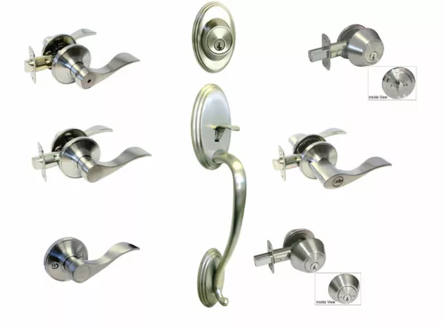 Satin Nickel Door Lever Locks Handle Passage Privacy Keyed Entry Brushed Nickel