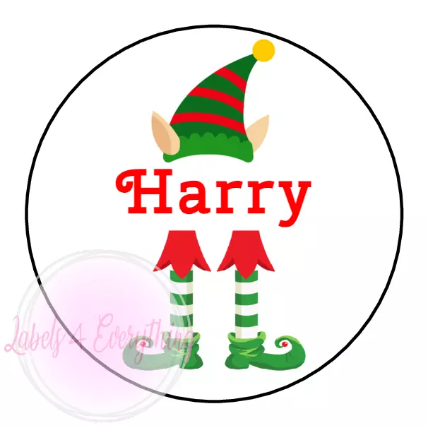 Personalised Elf Boy Name Present Sticker Christmas Xmas Chocolate Coin Gift Tag