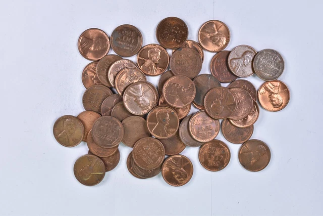 1940's & 1950's AU/BU Red Brown Lincoln Wheat Cent Roll *974