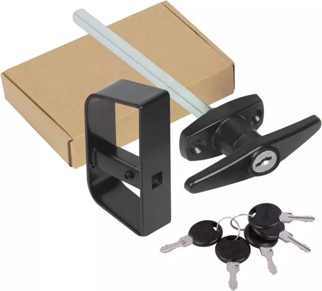 Shed Door Latch T-Handle Lock Kit with 5 Keys, 5-1/2" Stem Storage Barn Shed Doo