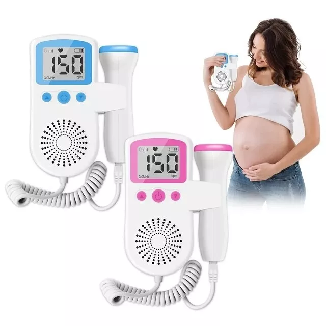 Doppler Fetal Monitor portátil de frecuencia cardíaca para bebé embarazada, AZUL