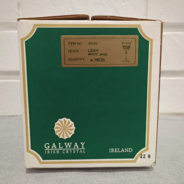 Vintage Galway Irish Crystal Leah White Wine 24% Lead Glasses Set Of 4 2