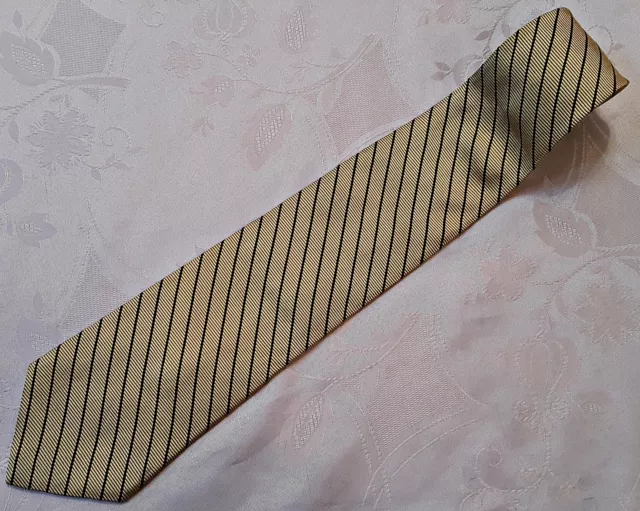 Gents Vintage Authentic Brooks Brothers Striped Yellow Blue Silk Men's Neck Tie