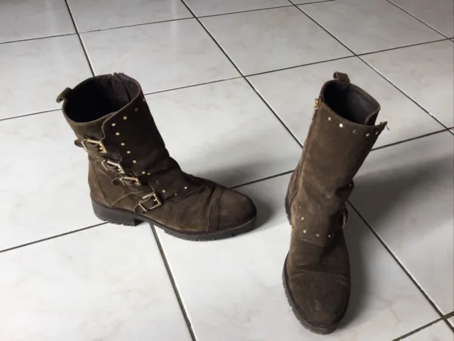 Bottines boots ALPE pointure 39 daim vert kaki bon état 135€