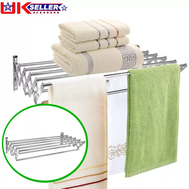 Wall Mounted Drying Rack Clothes Airer Laundry Extendable Folding Dryer