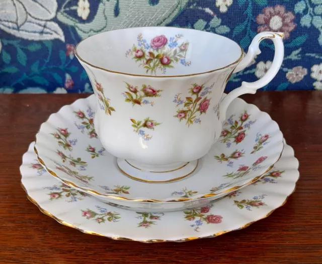 Vintage Royal Albert Winsome Pink Rose Tea Trio Cup Saucer Plate Made In England