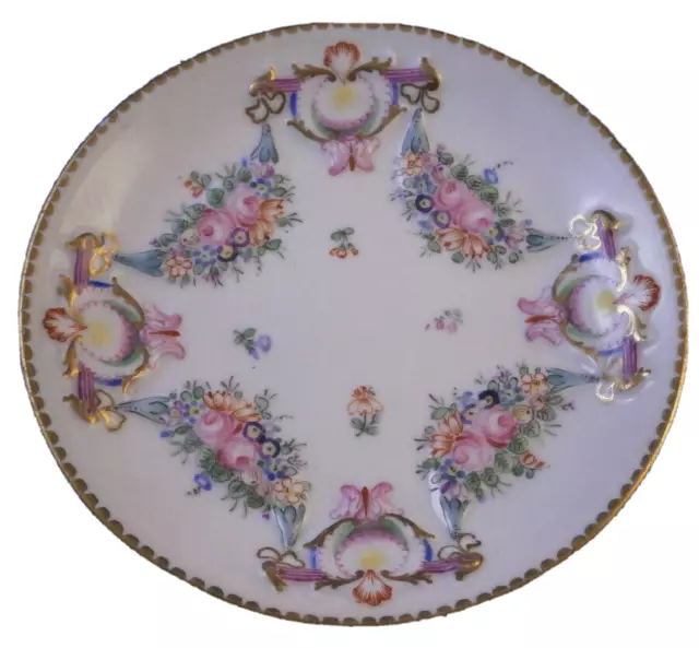 Antique 19thC Doccia Porcelain Relief Floral Saucer Porzellan Untertasse Italy