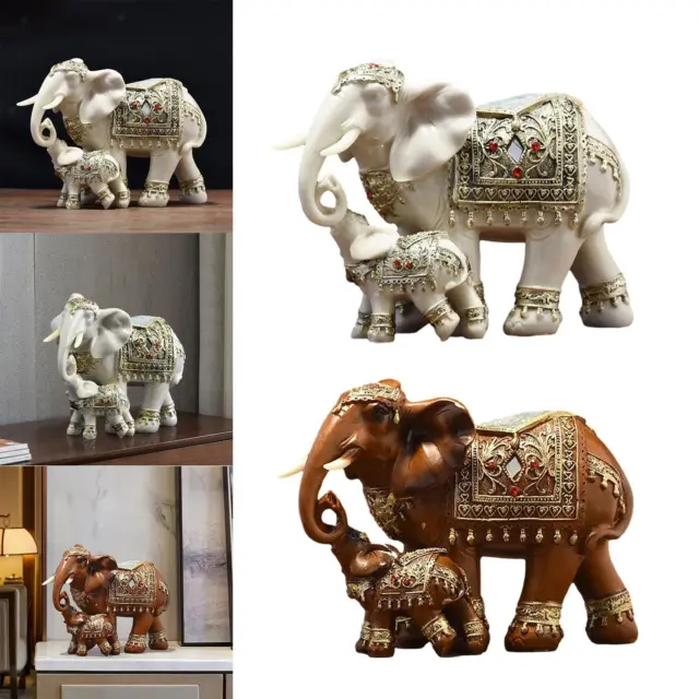 Statues de famille d'éléphants debout, décoration de table, artisanat en