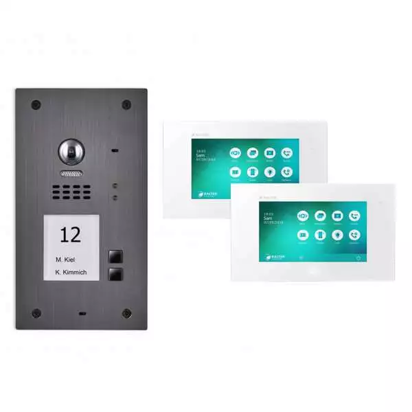 Balter EVIDA Graphit RFID 2-Draht BUS Türstation 2x 7" Monitore für 2 Teilnehmer